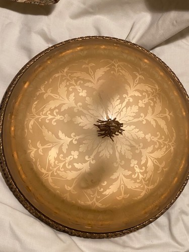 Feiss Flush Dark Antique Brass Finish Vtg by Pasquale Miranda Ceiling Lamp - Picture 7 of 17