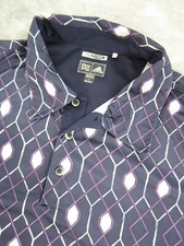 Adidas Polo Shirt Men's Sz. Large Short Sleeve Geometric Purple ClimaCool Preppy