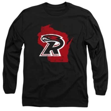 Ripon College Adult Long Sleeve T-Shirt State Shape, Black, S-3XL