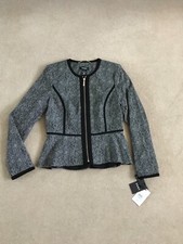 Dkny Donna Karan Black & White Tweed Style Jacket Blazer Uk 12 Us 8 New Rrp £150