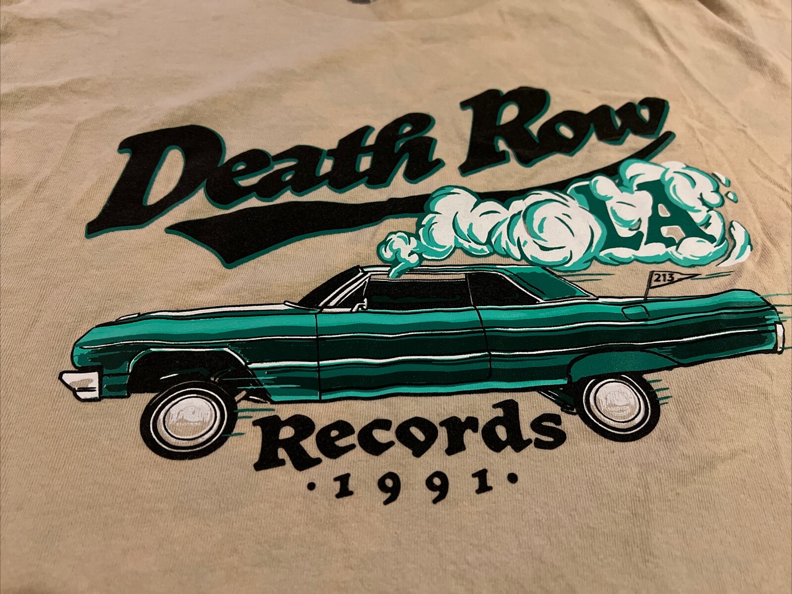 FILA T shirt Death Row Records 1991 M manica corta marrone auto girocollo ottime condizioni