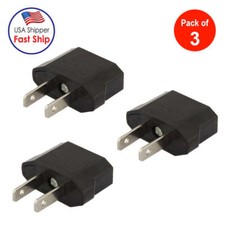 3 pack EU Euro Europe to US USA Power Jack Wall Plug Converter Travel Adapter