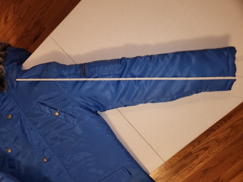 NWOT VINTAGE 90s TODD OLDHAM TO2 BLUE HOODED PARKA FAUX FUR TRIM SZ SM - Picture 10 of 11
