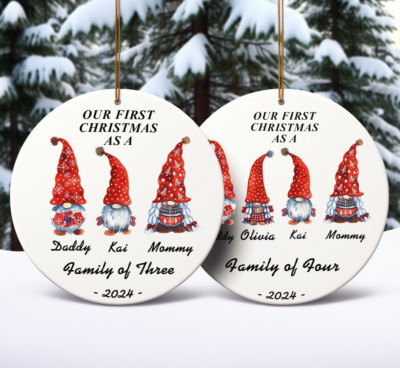 Christmas Ornament for Family, Gnomes ornament, First Christmas baby ornament