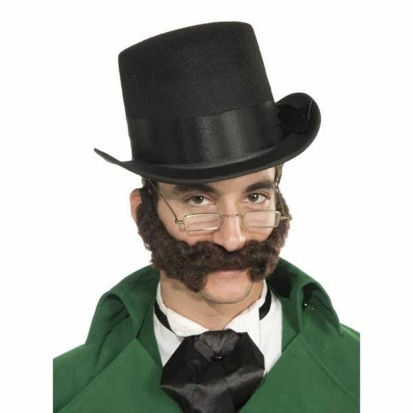 Deluxe Brown Civil War General Costume Curly Moustache Beard for sale