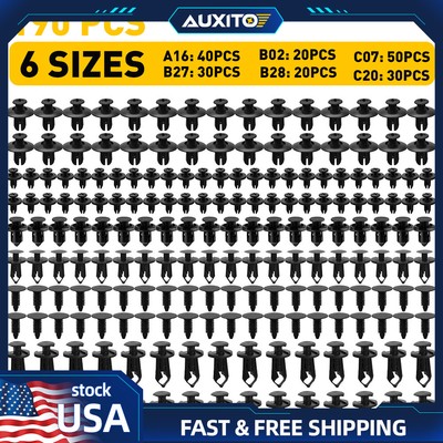 190pcs Universal Car Body Fastener Plastic Clips Rivets Fender Panel Retainer