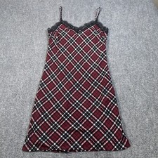 Michael Kors Dress Womens 4 Spaghetti Stra V-Neck Plaid Sheer Layered Lace