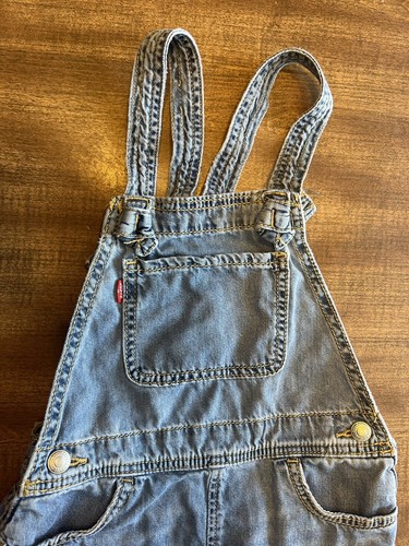 LEVIS Girls Boyfriend Shortalls Blue Denim Jean Overalls Youth Size 6X Reg - Picture 2 of 9