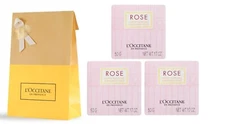 3 PC L'Occitane En Provence ROSE Perfumed French Milled Soap 3 X 1.7 oz NIB