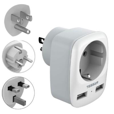 3-IN-1 USB Reiseadapter for USA/UK Steckdose Adapter für Kanada Thailand Irland
