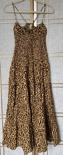Anthropologie NWT Josephine Smocked Drop-Waist Dress Animal Print Petite XS - Picture 4 of 11