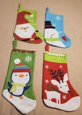 Lot Of 4 Cloth Stockings 14" Tall