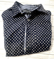 Kenneth Cole Reaction Boy's Navy Blue All Over Print Button Down Shirt Size 5