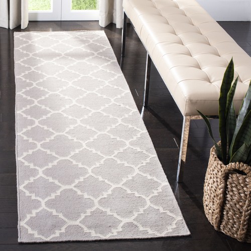SAFAVIEH Dhurries DHU554G Handwoven Grey / Ivory Rug - Picture 3 of 29