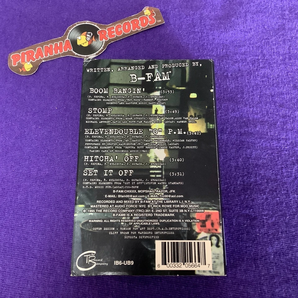 B-Fam Boom Bangin' 1995 The Record Company USED Cassette Piranha Records - Image 2 of 4