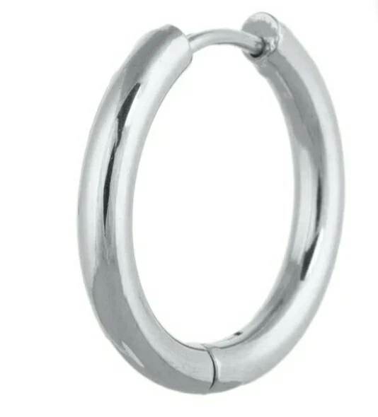 ORECCHINI CERCHIO ACCIAIO INOX Colore Argento Uomo Donna Orecchino Unisex Italia - Immagine 3 di 4