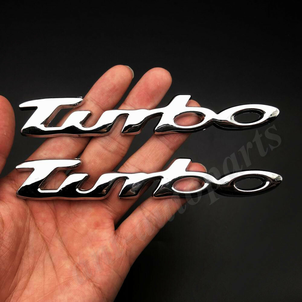 2pcs 3D Metal Chrome Turbo T Car Trunk Fender Emblem Badge Decal Sticker Sport E - Foto 2