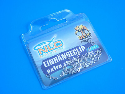 Einhängeclips Behr extra stark 20 Stück NLC Angsthaken Vorfach Schnelleinhänger
