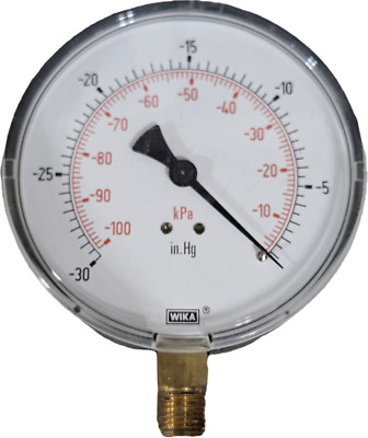 WIKA Type 111.10 Vacuum Gauge - 0 - 30'' Hg - 4'' (100 mm) Diameter - 1/4'' NPT LM