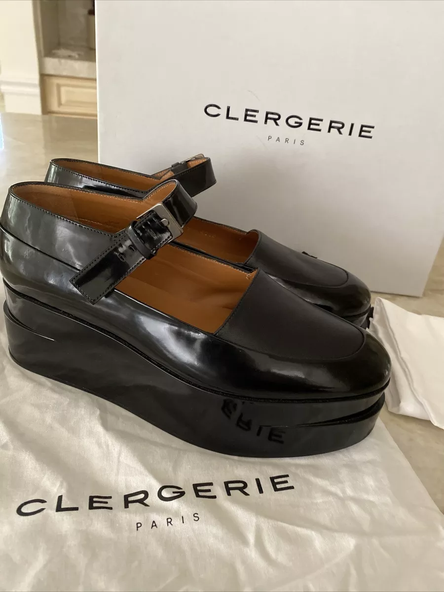Clergerie Paris Black Lyam Mary Jane Platform Patent LeatherShoe $550,US SZ 8.5