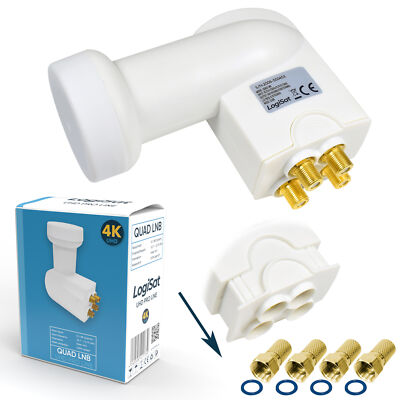 LogiSat QUAD LNB 0,1 dB digital FULL HDTV HD 4K UHD   4 Teilnehmer Wetterschutz