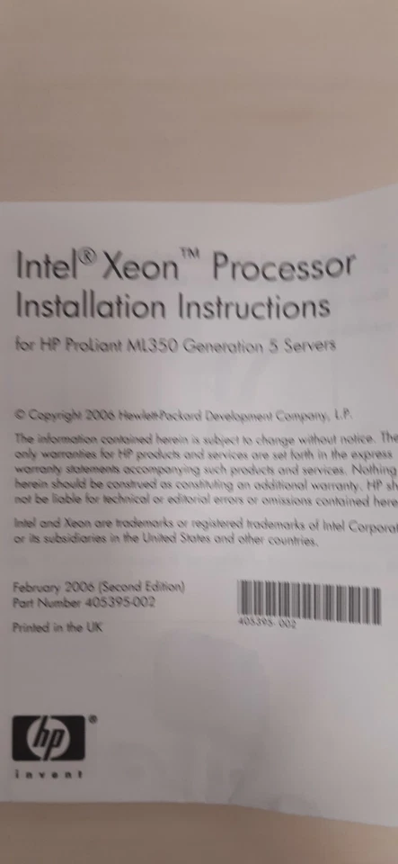 HP - 409400-B21 - Intel Xeon 5050 3.0GHz Dual Core ML350G5 Processor Kit - NUOVO - Immagine 3 di 4