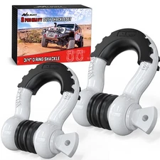 Nilight 2 Pack 3/4" D-Ring Shackle Heavy Duty Off Road Recovery Shackle white