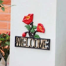 1x Vintage Country Cast Iron Welcome Sign For Outdoor Garden Yard Wall Decor