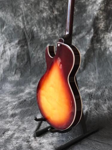 Retro Sunburst Half Hollow Electric Guitar with Double F Holes Black P 90 Pickup - Picture 2 of 11