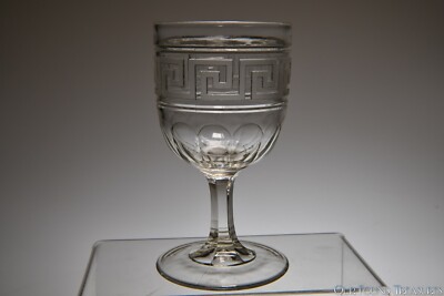 c. 1860s ROMAN KEY w/FLUTES by Unknown COLORLESS FLINT Water Goblet Stem