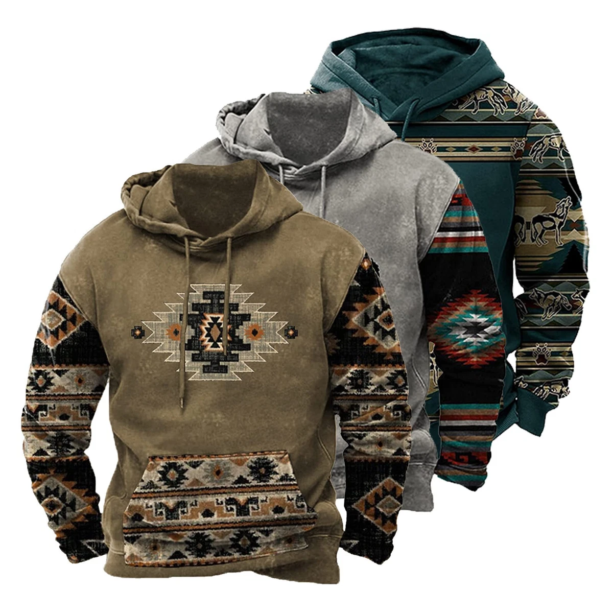 Tribal Style Hoodie Pullover Hooded Sweatshirt Top Aztec Graphic Print for  Men | eBay