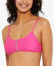 Hula Honey Juniors' Solid Zipper Bralette Bikini Top Size M, L # 19D 194 NEW