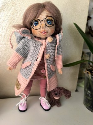 Handmade OOAK Crochet Doll - Collectible Art Doll Puppe Handmade 28-30 cm