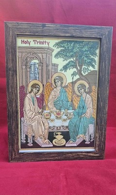 Holy Trinity Orthodox Icon   Embroidered Christian Wall Art (8x11) 