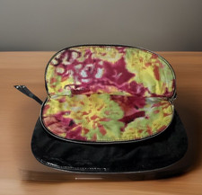 Nine West Soft Black Leather Zip Around Multicolor Interior Classy Clutch Purse