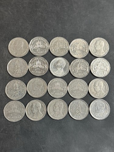 20 Thailand 5 Baht Coins, 20 X 5 THB Thai Uncommon Vintage Rare