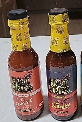 2 Hot Ones sauce Los Calientes  Barbacoa chili maple 5 oz, levels 2, 4