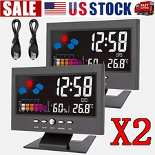 LED Digital Alarm Clock Snooze Calendar Thermometer Hygrometer Weather Display