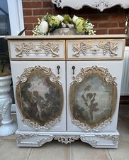 French-Style Cabinet | Hand-Painted Ornate Sideboard with Cherub Panels