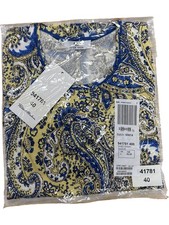 Peter Hahn Short Sleeve Shirt Blue Paisley Pattern Size 40