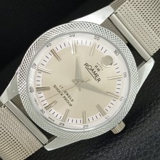ROAMER SWISS MECHANICAL DRESS SILVER COLOR DIAL WATCH REFURBISHED a445145-1