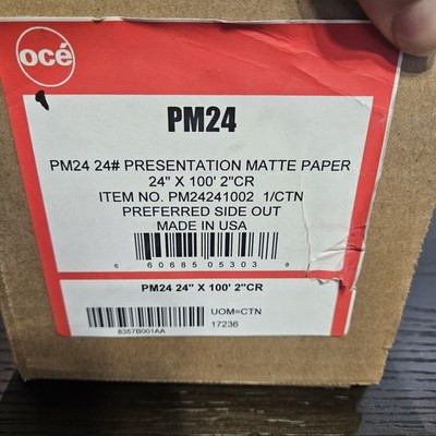 OCE PM24 Matte Presentation Paper 24'' X 100' 2'' Core 24 Lbs Roll
