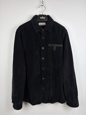 Schwarzes Cord Stone Island Overshirt mit Knopfverschluss