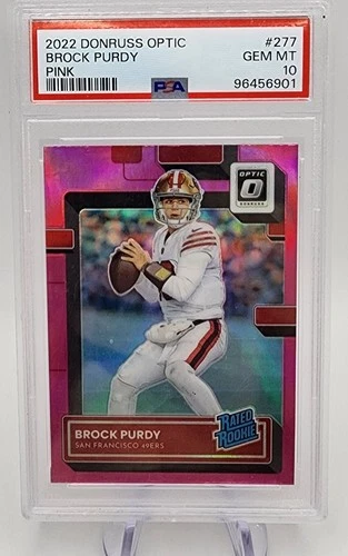 2022 Panini Donruss Optic Rated Rookie Brock Purdy #277 Pink Prizm (RC) PSA 10