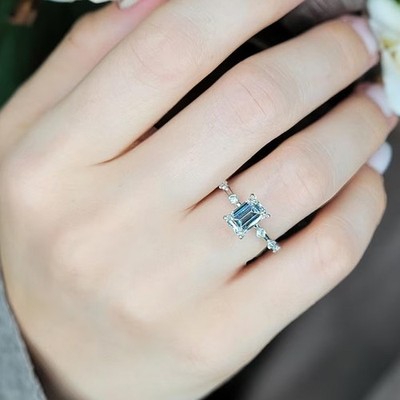 Exklusiver Diamantring 14k Weißgold Lab Grown 1,60 Ct IGI E F VVS2 Smaragdsch...