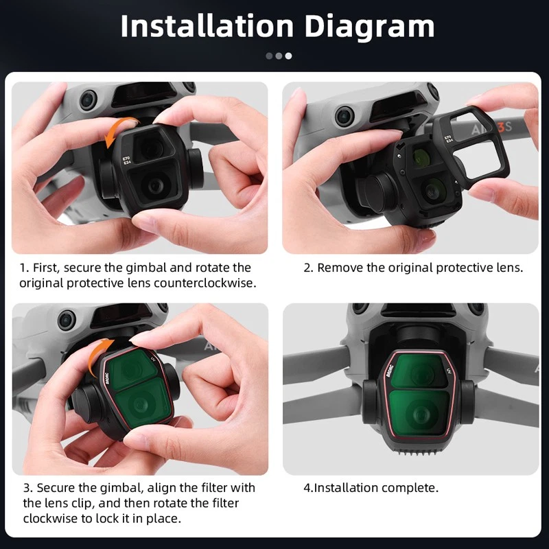 Drone Outdoor Flight Filter Lens Protector ND/UV/CPL/LPR Filter For DJI Air 3S - Image 4 of 4