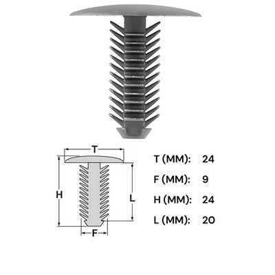 50x Innenverkleidung Clips Befestigung Klips Halter Panel UNIVERSAL 9 mm Grau