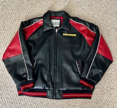 Vintage NFL ~ Washington Redskins Faux Leather Bomber Jacket G-III - Mens XL