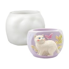 Kitten Embossed Flowerpot Silicone Molds For Resin Casting Cup Planter