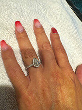 291 Lab-Grown Pear Diamond Halo Engagement Ring IGI G VVS2 14k WG Sz 7